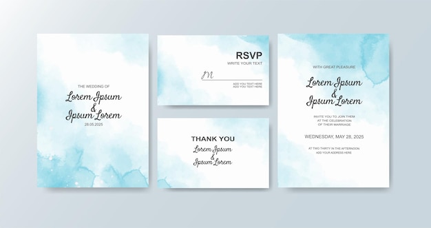 Wedding invitation with abstract watercolor background