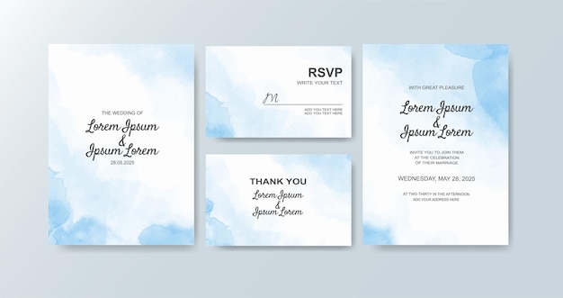 Wedding invitation with abstract watercolor background