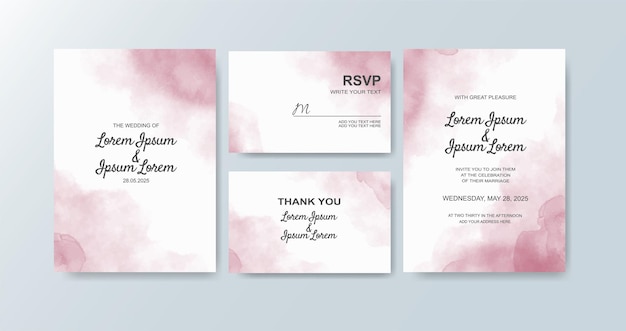 Wedding invitation with abstract watercolor background