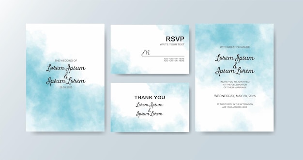 Wedding invitation with abstract watercolor background