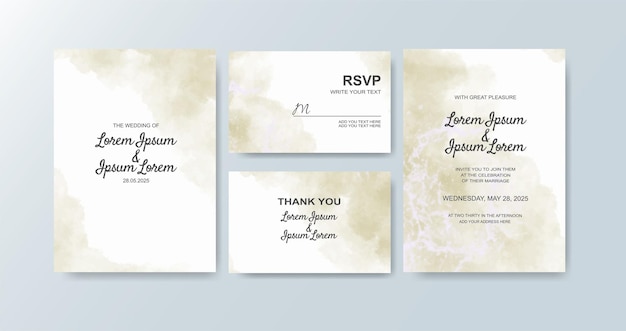 Wedding invitation with abstract watercolor background