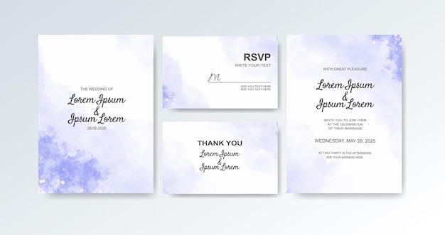 Wedding invitation with abstract watercolor background