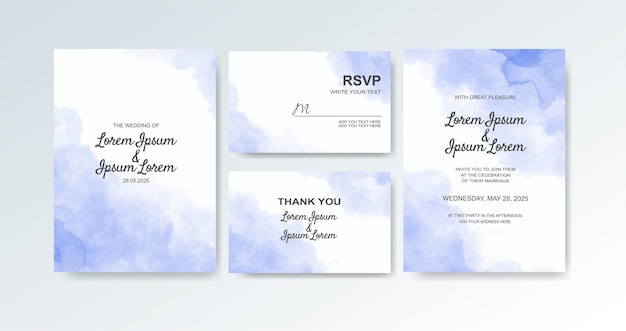 Wedding invitation with abstract watercolor background