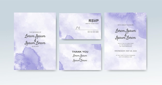 Wedding invitation with abstract watercolor background