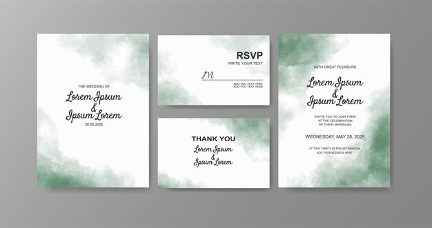 Wedding invitation with abstract watercolor background