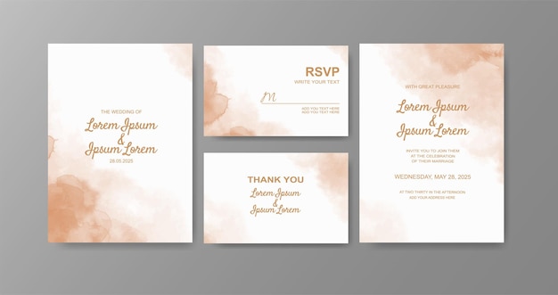 Wedding invitation with abstract watercolor background