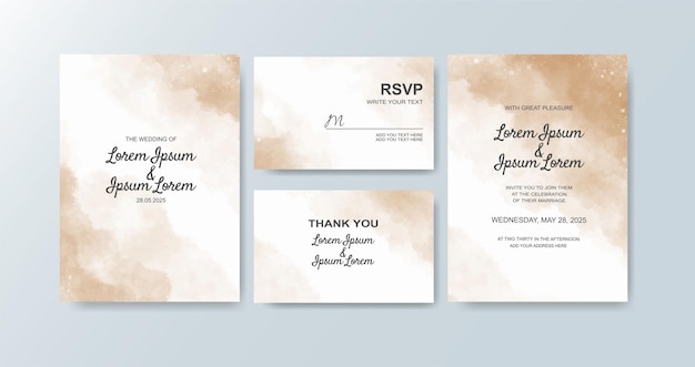 Wedding invitation with abstract watercolor background