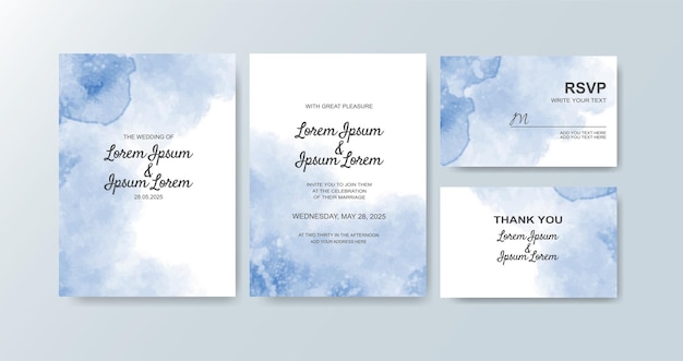 Wedding invitation with abstract watercolor background