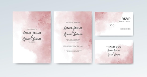 Wedding invitation with abstract watercolor background