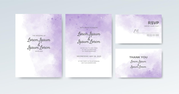 Wedding invitation with abstract watercolor background