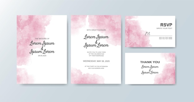 Wedding invitation with abstract watercolor background