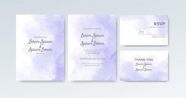 Wedding invitation with abstract watercolor background