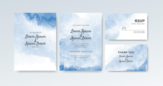 Wedding invitation with abstract watercolor background