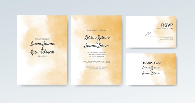 Wedding invitation with abstract watercolor background