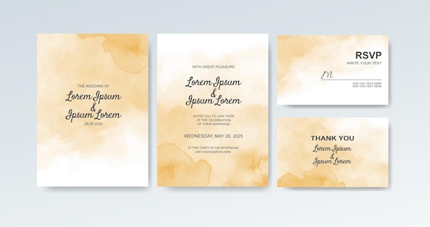 Wedding invitation with abstract watercolor background