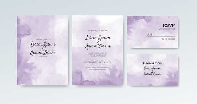 Wedding invitation with abstract watercolor background