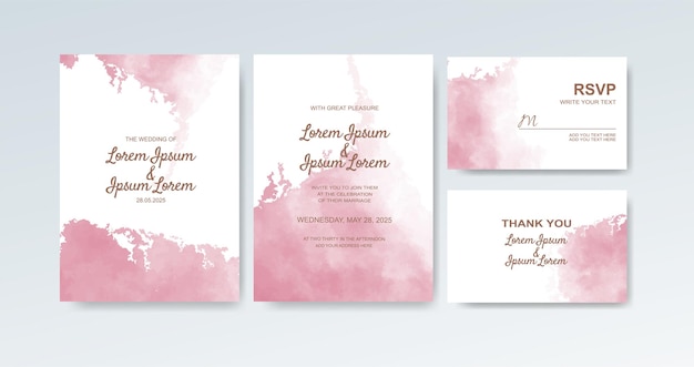 Wedding invitation with abstract watercolor background