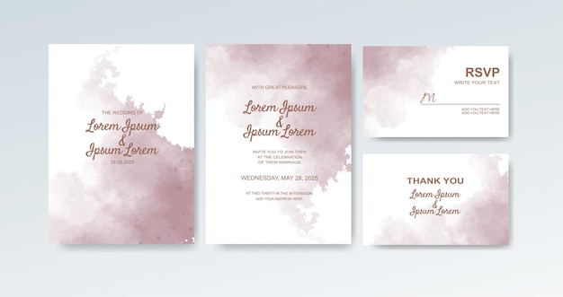 Wedding invitation with abstract watercolor background