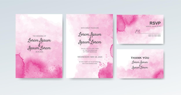 Wedding invitation with abstract watercolor background