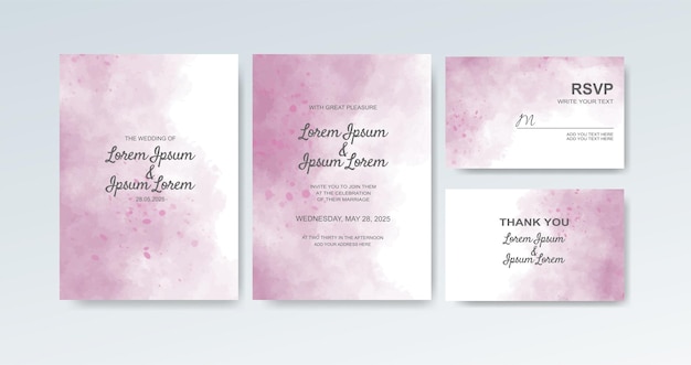 Wedding invitation with abstract watercolor background