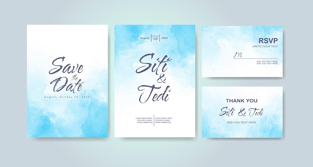 Wedding invitation with abstract watercolor background