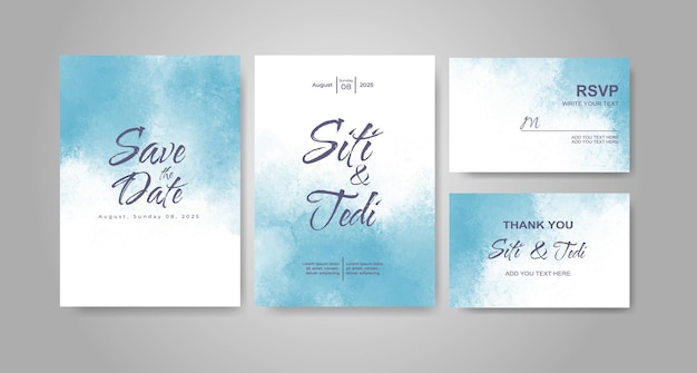 Wedding invitation with abstract watercolor background