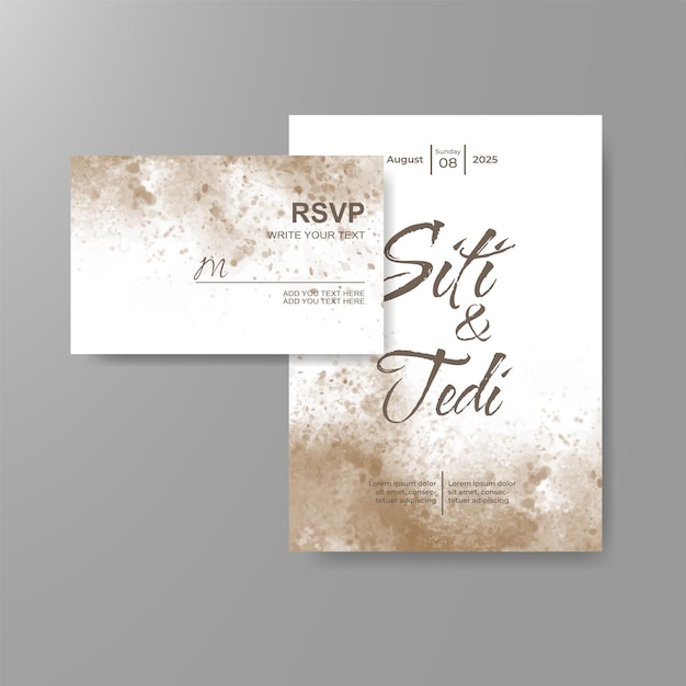 Wedding invitation with abstract watercolor background