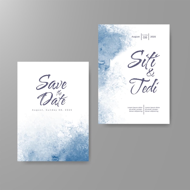 Wedding invitation with abstract watercolor background