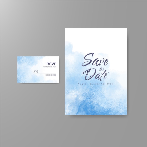 Wedding invitation with abstract watercolor background