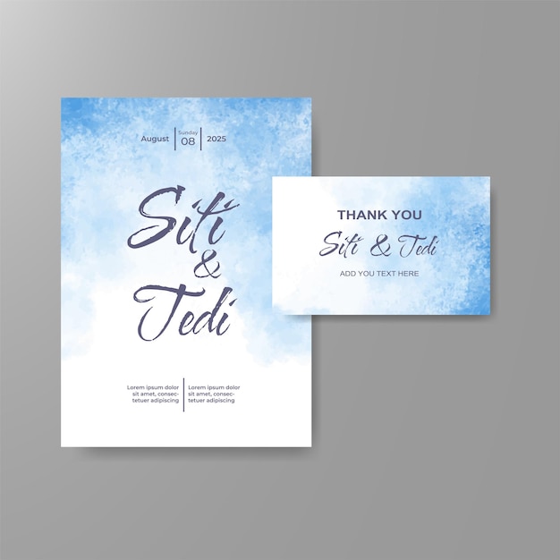 Wedding invitation with abstract watercolor background