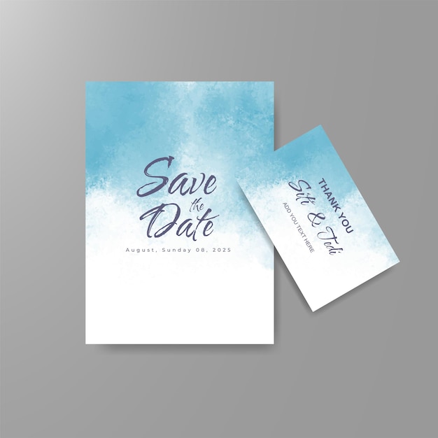 Wedding invitation with abstract watercolor background