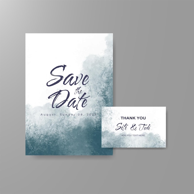 Wedding invitation with abstract watercolor background