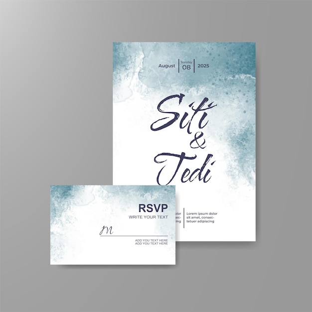 Wedding invitation with abstract watercolor background