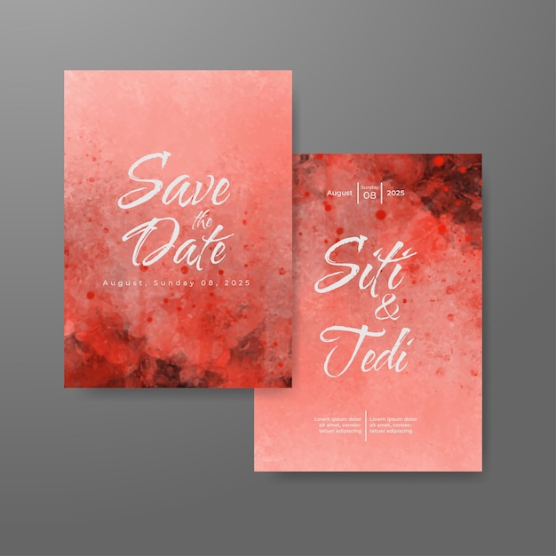 Wedding invitation with abstract watercolor background