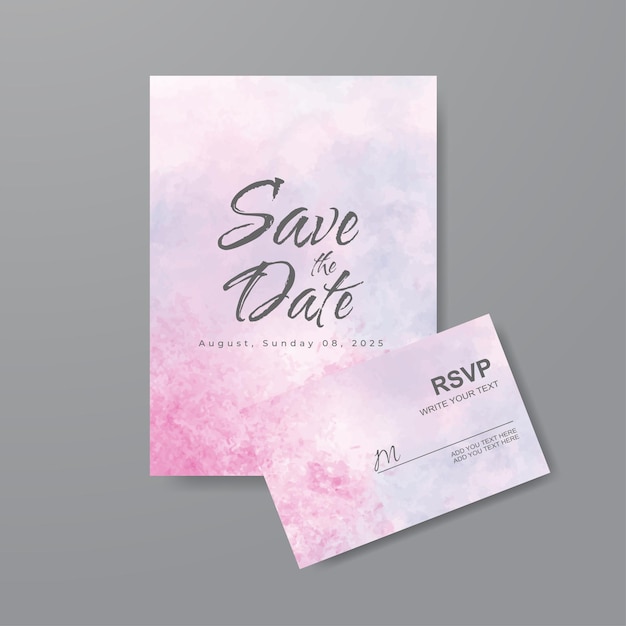 Wedding invitation with abstract watercolor background