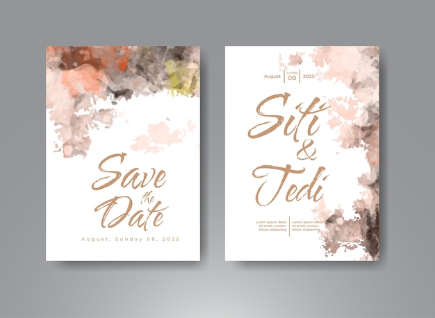 Wedding invitation with abstract watercolor background