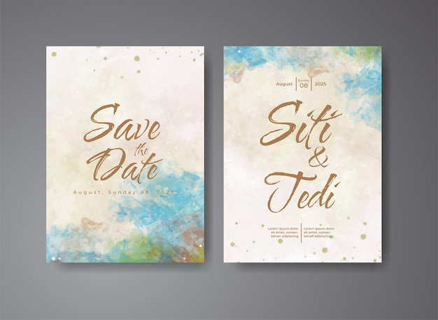 Wedding invitation with abstract watercolor background