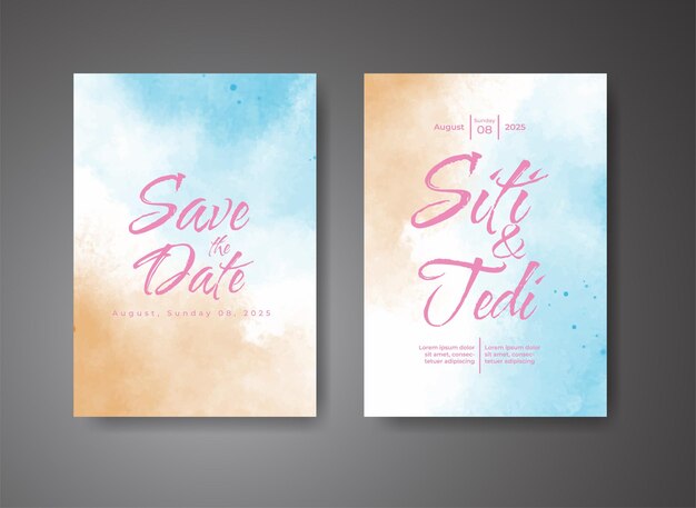 Wedding invitation with abstract watercolor background