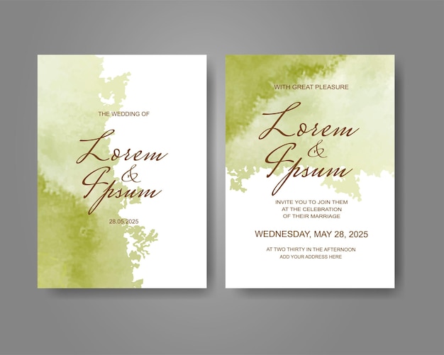 Wedding invitation with abstract watercolor background