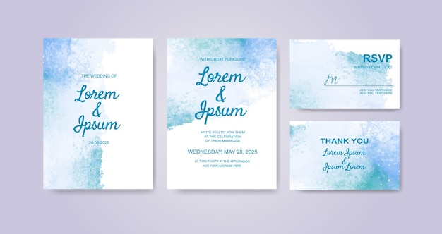 Wedding invitation with abstract watercolor background