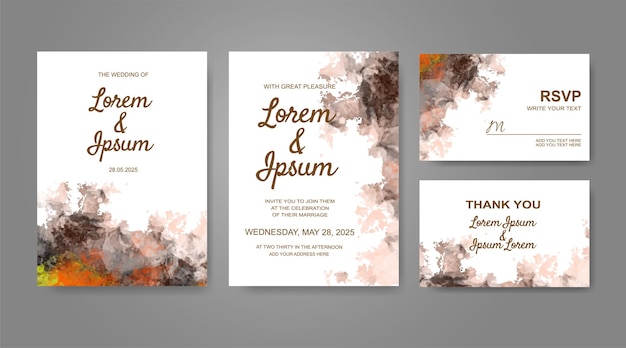 Wedding invitation with abstract watercolor background