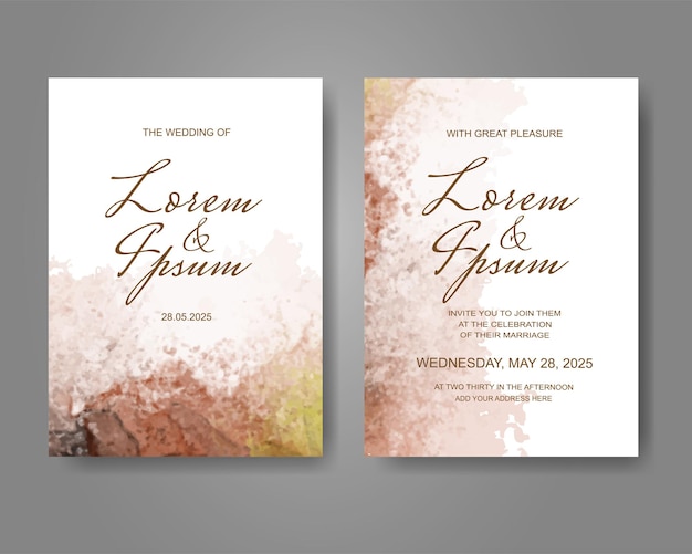 Wedding invitation with abstract watercolor background