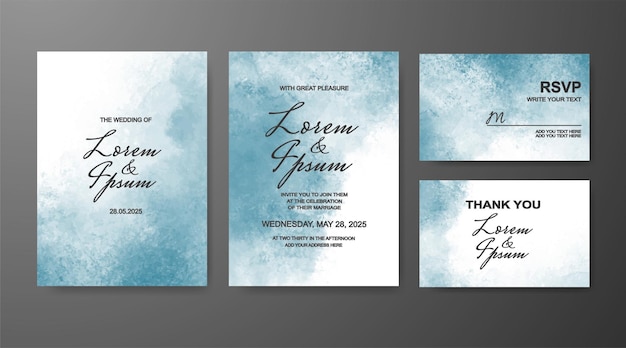 Wedding invitation with abstract watercolor background