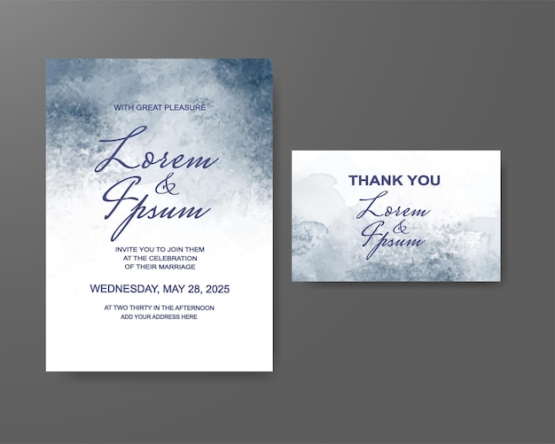 Wedding invitation with abstract watercolor background