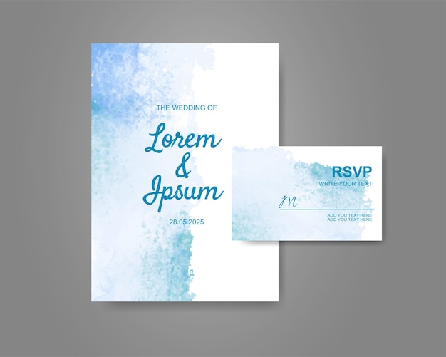 Wedding invitation with abstract watercolor background