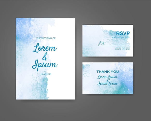 Wedding invitation with abstract watercolor background