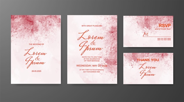 Wedding invitation with abstract watercolor background