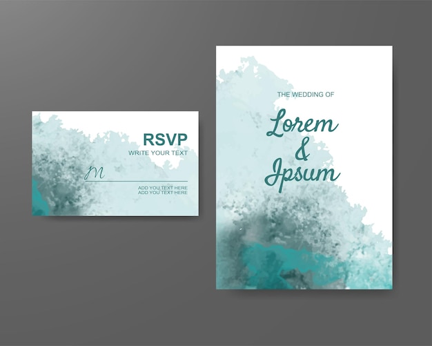 Wedding invitation with abstract watercolor background