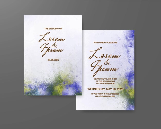 Wedding invitation with abstract watercolor background