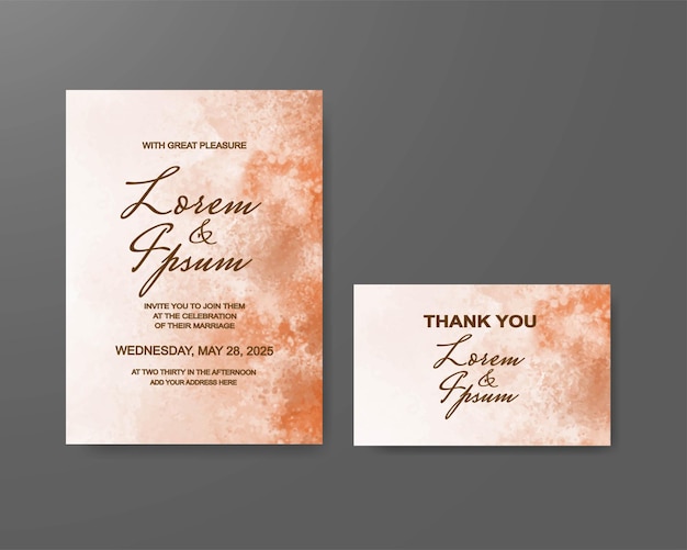 Wedding invitation with abstract watercolor background